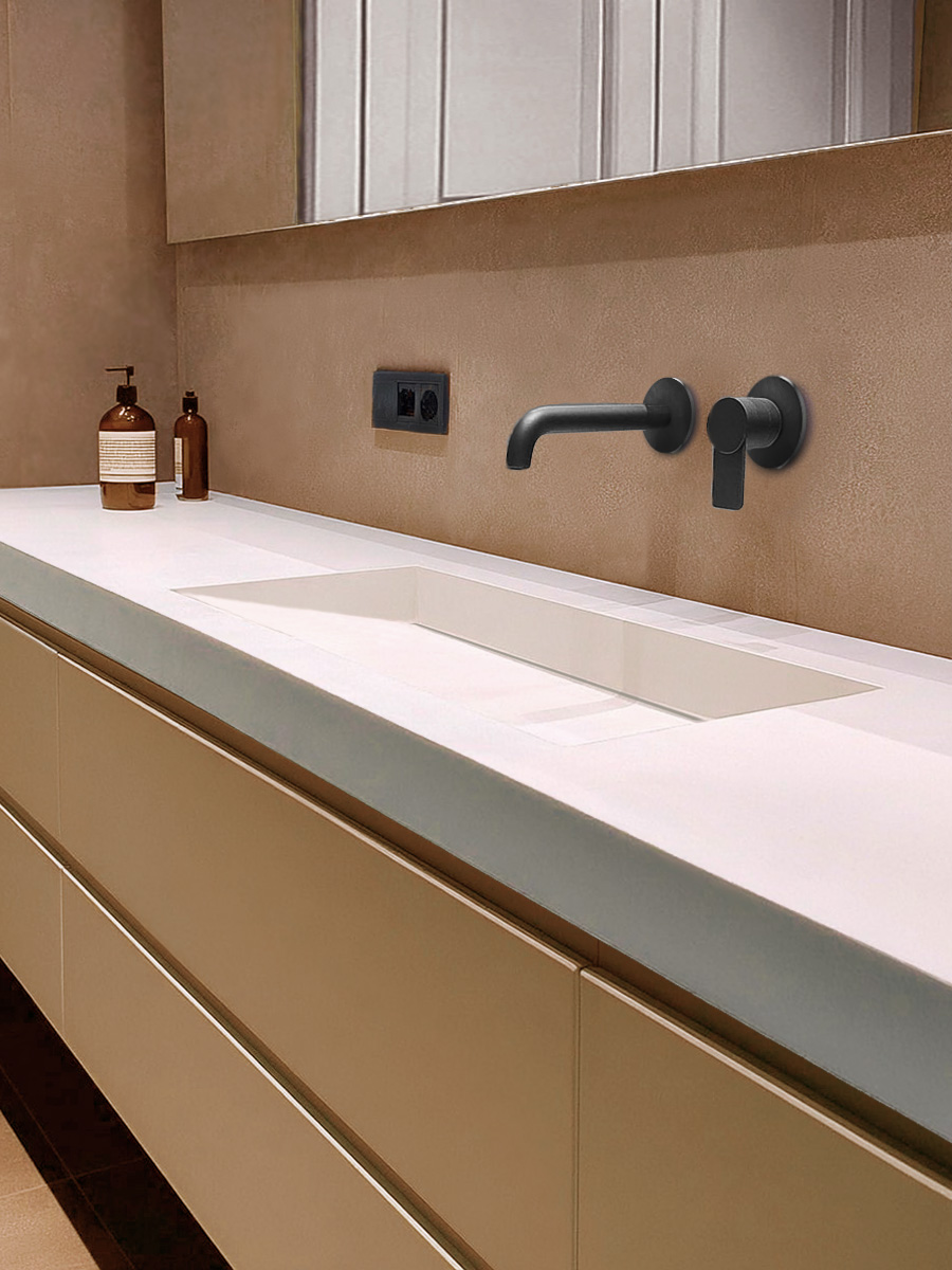 Прямоугольная раковина из бетона